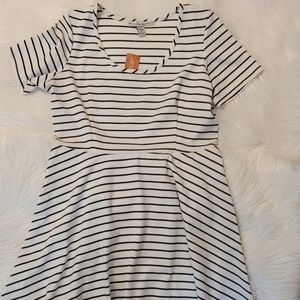 American Rag, Fit and flare dress, Size 1X, Color: white and blue stripe